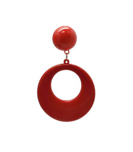 Plastic Flamenco Earrings. Medium Hoop. Red